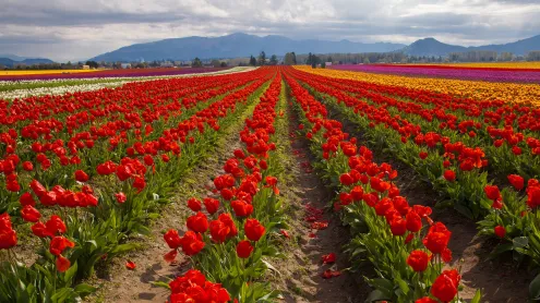 Tulip fields in spring, Skagit Valley, Washington (© Claudia Cooper/Getty Images)
