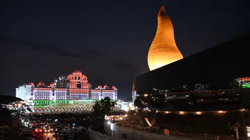 Telangana Secretariat, Hyderabad, Telangana (© NOAH SEELAM/Contributor/Getty Images)