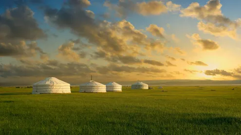Yurts in the grasslands of Mongolia (© Michel Arnault/Shutterstock)