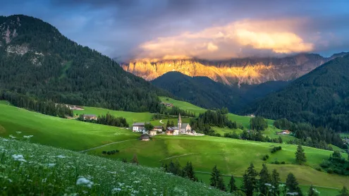Village of Santa Maddalena, Dolomites, Italy (© Sakrapee Nopparat/Getty Images)