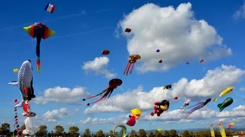 Cerfs-volants dans le ciel de Fréjus, Var, Provence-Alpes-Côte d’Azur (© ICHAUVEL/Getty Images)