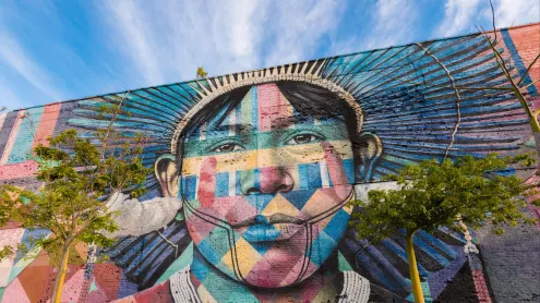 Mural de Eduardo Kobra ‘Povos Nativos dos 5 continentes’ (© Donatas Dabravolskas/Alamy)