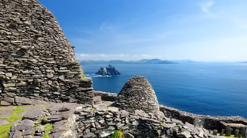 Ruins of an ancient monastery on the island of Skellig Michael, Ireland (© MNStudio/Getty Images)
