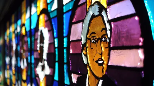 Rosa Parks in stained glass window, Shorter Community African Methodist Episcopal Church, Denver (© Cyrus McCrimmon/The Denver Post via Getty Images)