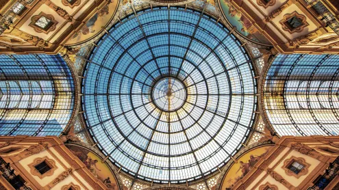 The glass dome of Galleria Vittorio Emanuele II, Milan, Italy (© PhillipMinnis/Getty Images)