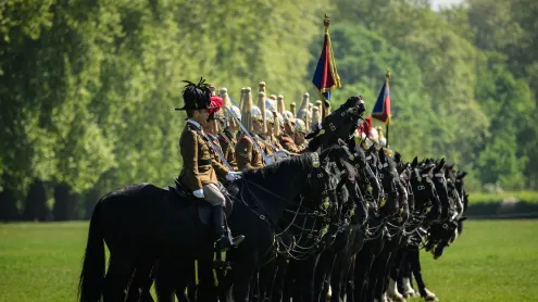 Members of the Household Cavalry Mounted Regiment at Hyde Park, London (© Leon Neal/Staff/Getty Images)