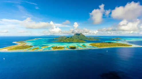 Bora Bora and its lagoon, South Pacific, French Polynesia (© Frederick Millett/Shutterstock)