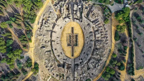 The Roman amphitheater of Italica, near Seville, Spain (© Moses Palermo/Amazing Aerial Agency)