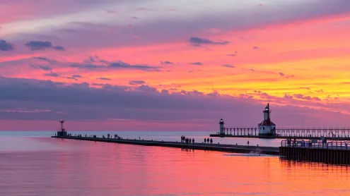 St. Joseph North Pier Inner and Outer Lights, Michigan (© Kenneth Keifer/Getty Images)
