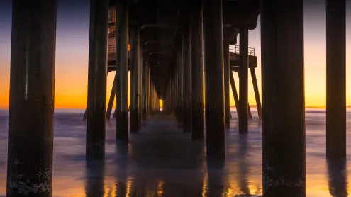Huntington Beach Pier, California, at sunset (© Stan Moniz Photography/Tandem Stills + Motion)