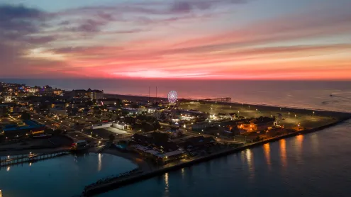 Ocean City, Maryland, at sunrise (© Kevin Olson/Amazing Aerial Agency)
