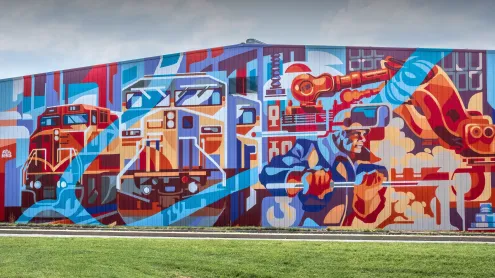 'Power of the Titans' mural by Andrei Krautsou, North Kansas City, Missouri (© Stephen Taylor/Alamy)