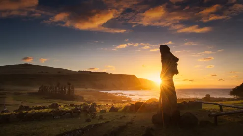 Sunrise at Ahu Tongariki, Rapa Nui National Park, Easter Island, Chile (© Piriya Photography/Getty Images)