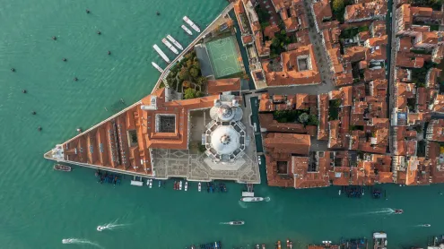 Aerial view of the Grand Canal and the Basilica di Santa Maria della Salute, Venice, Italy (© Bachir Moukarzel/Amazing Aerial Agency)