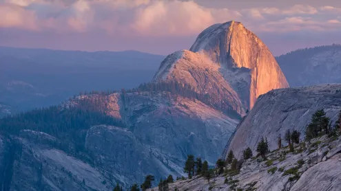 Last light on Half Dome, Yosemite National Park, California (© Adam Burton/Alamy)