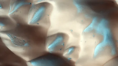 Frost-covered dunes on the surface of Mars (© NASA/JPL-Caltech/UArizona)