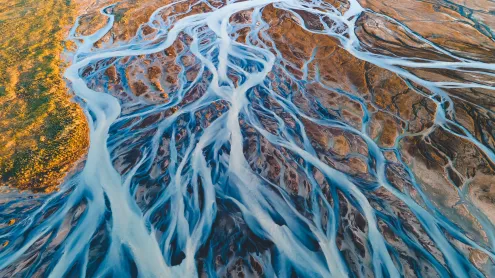 Aerial view of glacial rivers in Iceland (© rybarmarekk/Shutterstock)