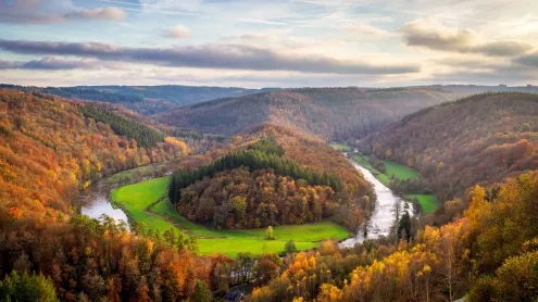 Tombeau du Géant (Giant's Tomb) in autumn, Bouillon, Belgium (© David Briard/Getty)