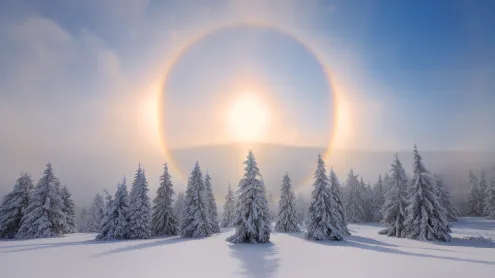 Halo around the sun, Ore Mountains, Saxony, Germany (© Martin Ruegner/Getty Images)