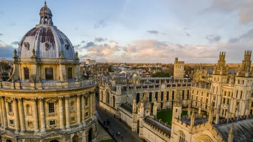 The Radcliffe Camera and All Souls College, University of Oxford, England (© atiger/Shutterstock)