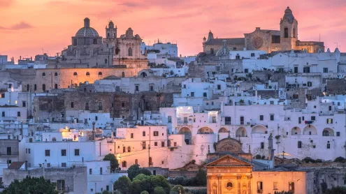 Ostuni at dusk, Apulia, Italy (© Feng Wei Photography/Getty Images)