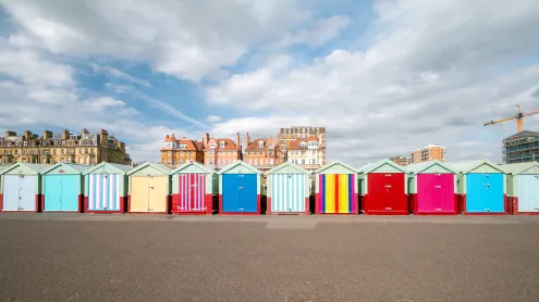 Beach huts in Brighton and Hove, England (© Moonstone Images/iStock/Getty Images)
